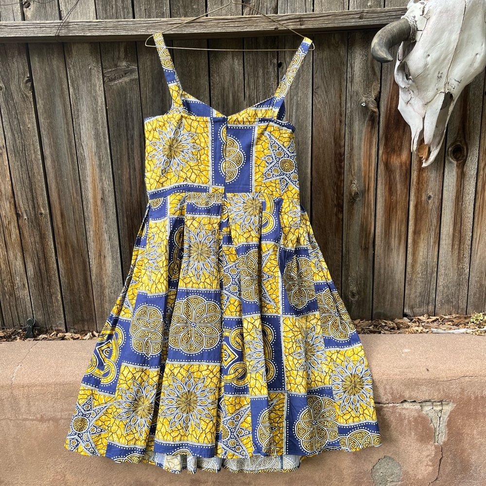 Trashy Diva by Candice Gwinn Yellow and Blue Patterned Sundress Size 10 - Picture 3 of 9